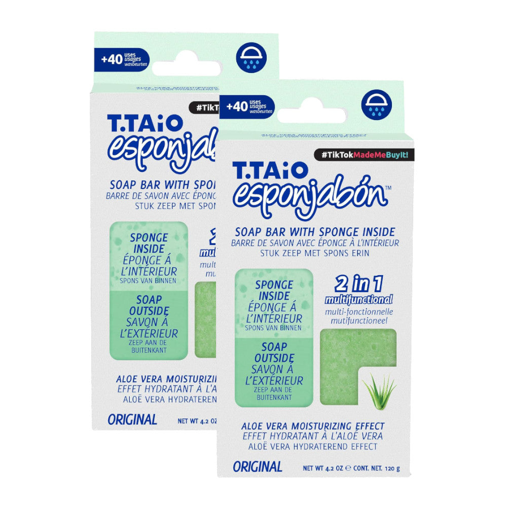 T.TAiO Esponjabon Aloe Vera Soap Sponge For Face & Body (2 Pack)