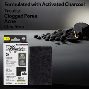 T.TAiO Esponjabon Charcoal Soap Sponge For Face & Body (2 Pack)