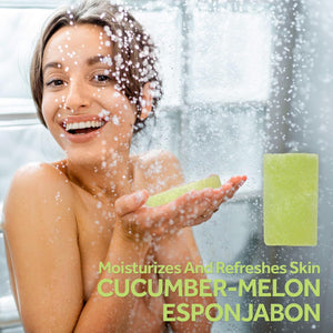 T.TAiO Esponjabon Cucumber-Melon Soap Sponge For Face & Body (2 Pack)