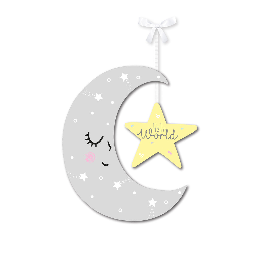 Moon & Star Wooden Nursery Sign