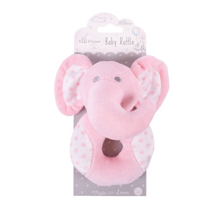 Pink Elephant Plush Baby Rattle