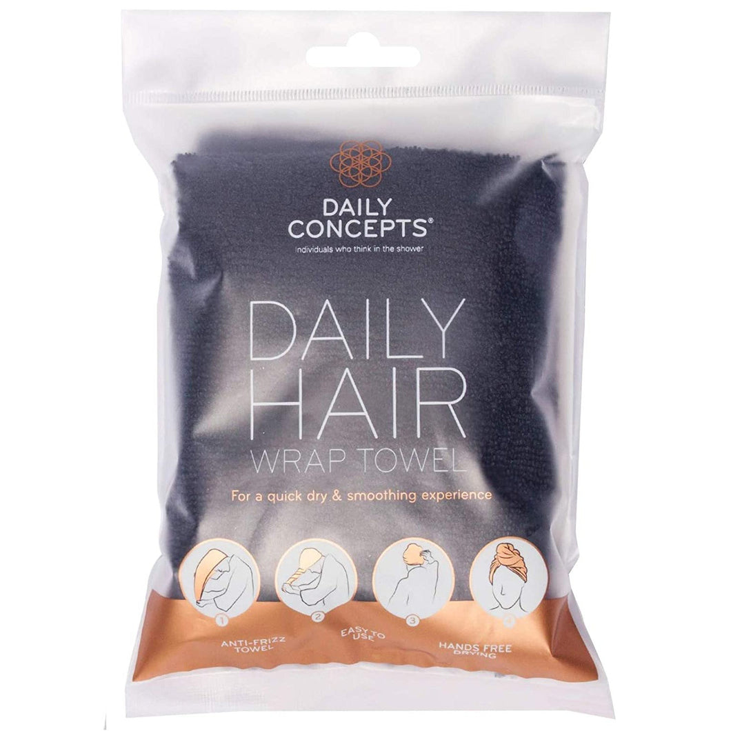 Daily Concepts Daily Hair Wrap Towel Black