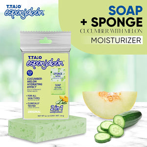 T.TAiO Esponjabon Cucumber-Melon Soap Sponge For Face & Body